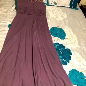 Embellished Ruched Gown/ Mauve color